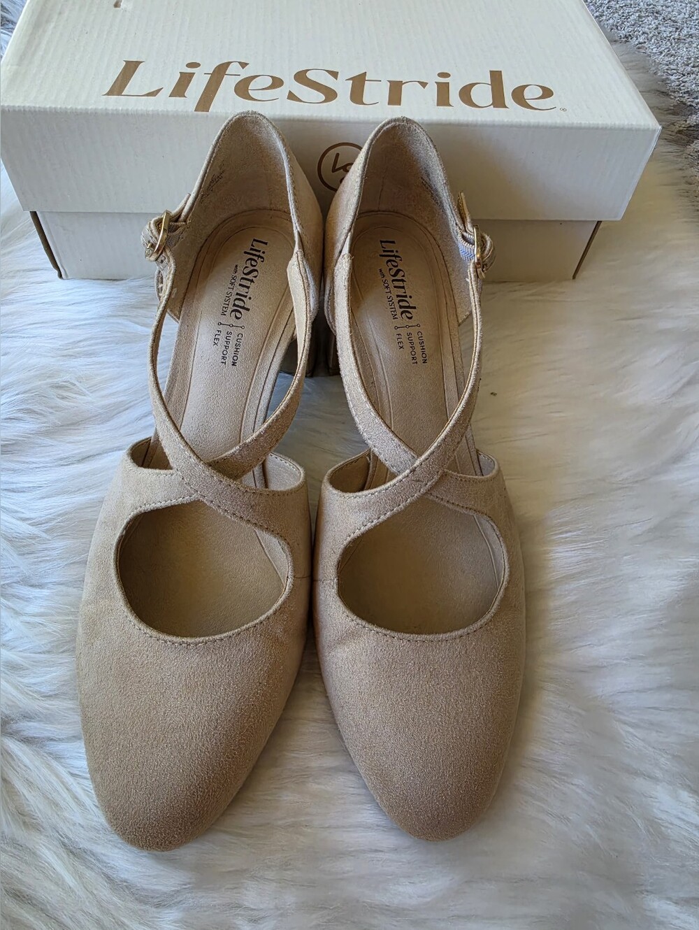 LifeStride Women's Tracy Crisscross Block Heel Pumps - Tender Taupe, 7.5M